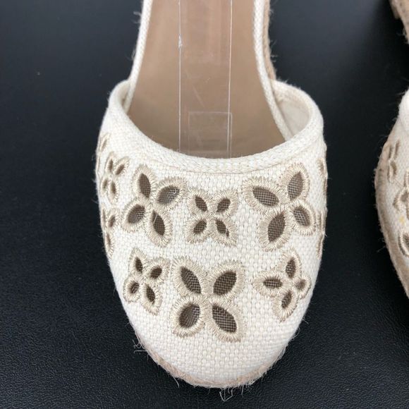 Unisa Unareia Cream Embroidered Eyelet Ankle Strap Espadrille Wedge Sandals 8 - Picture 6 of 15